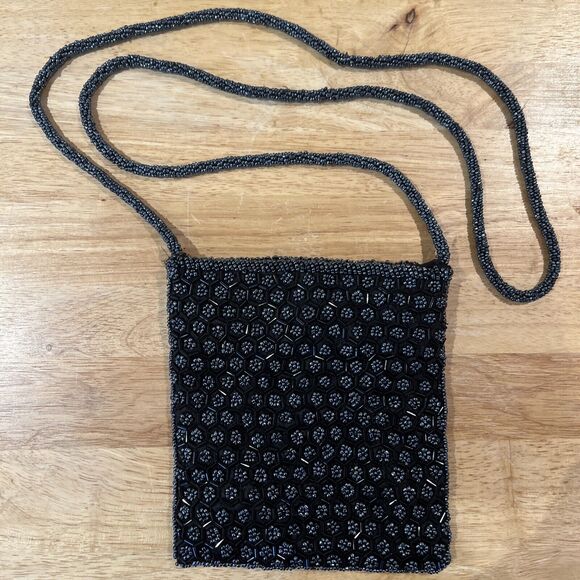 Vintage Art Deco Black Beaded Evening Bag Retroglam Purse UK PAT 1510246 Fancy - Picture 4 of 16